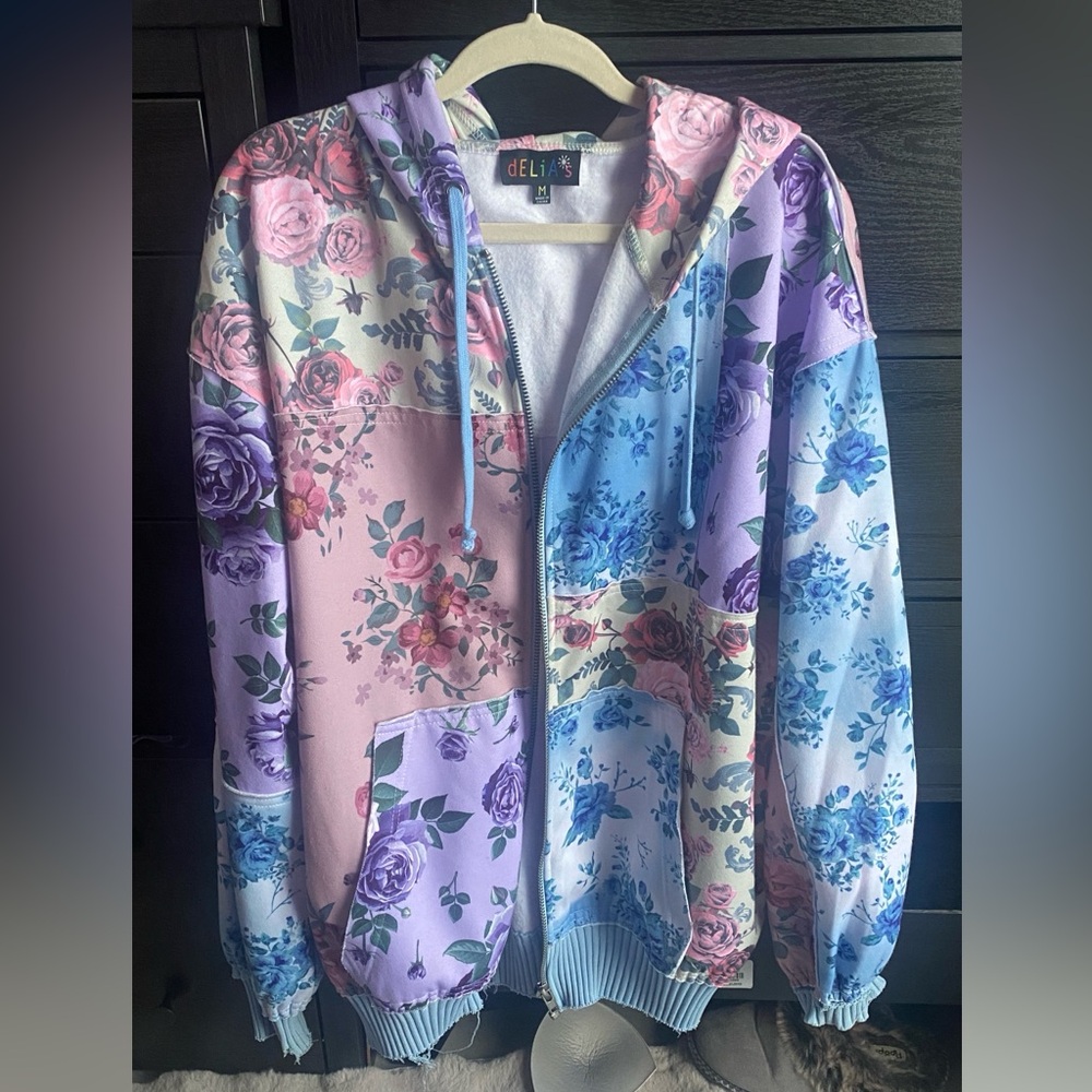 Dolls Kill x Delia’s Pastel Roses Patchwork Hoodie